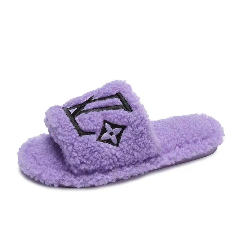 Purple-LV fur slippers Louis vuitton
