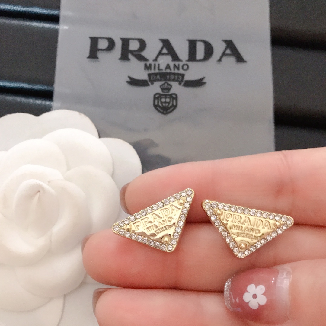 Prada triangle earrings 112093