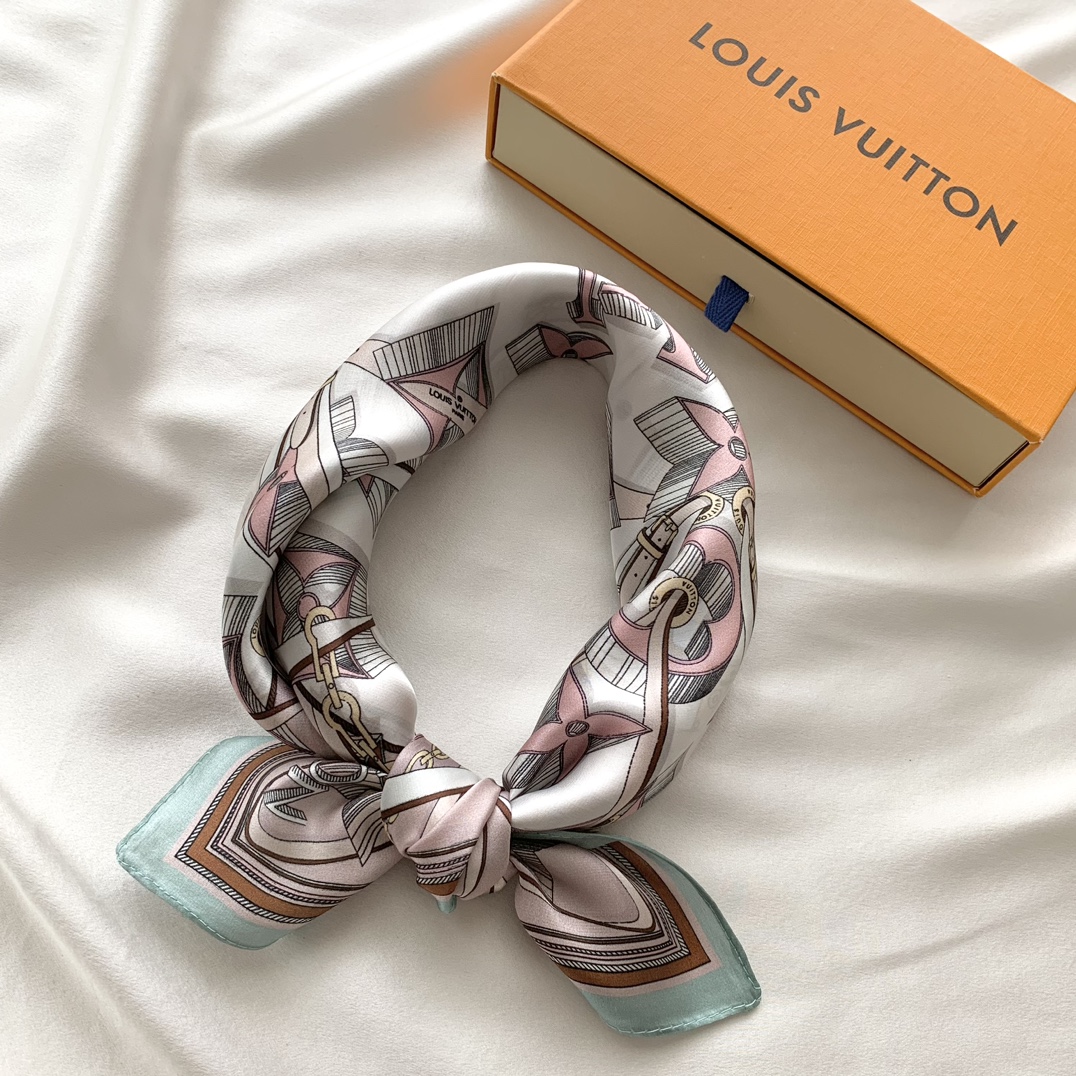 LV Louis vuitton natural silk Square Scarf