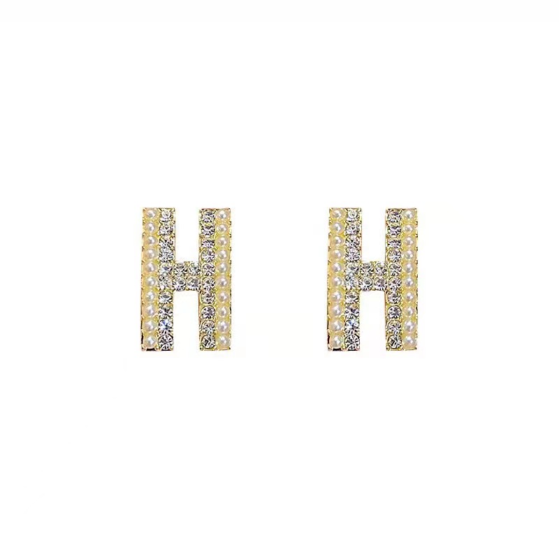 Hermes H crystal earrings