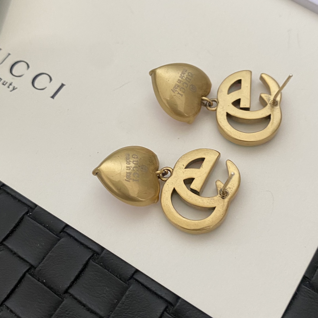 A1291 Gucci crystal heart earrings