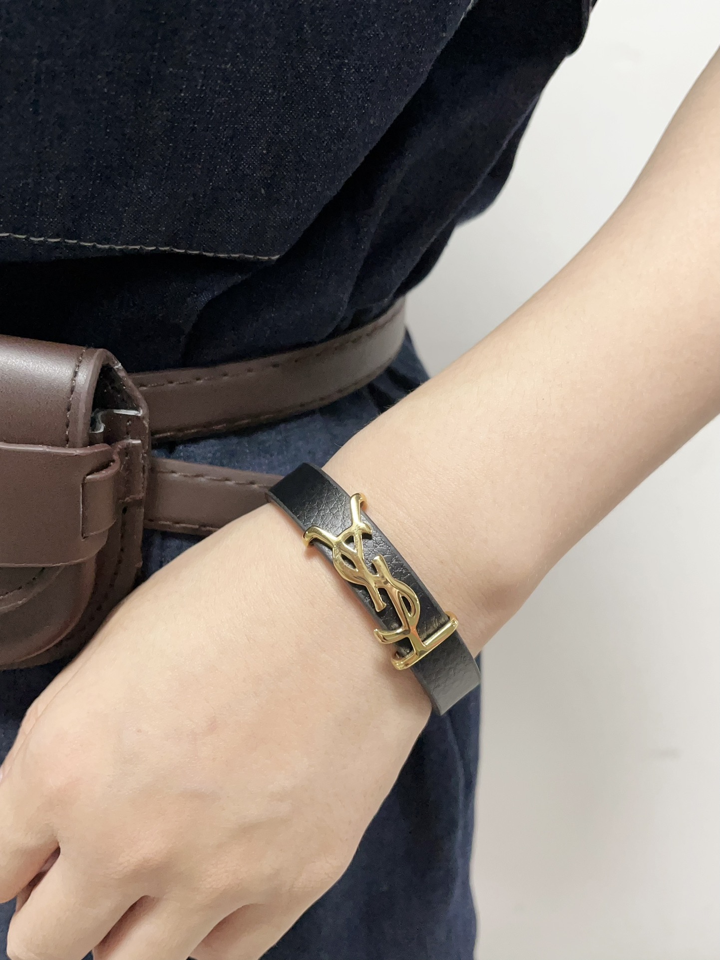 S396 ysl leather bracelet