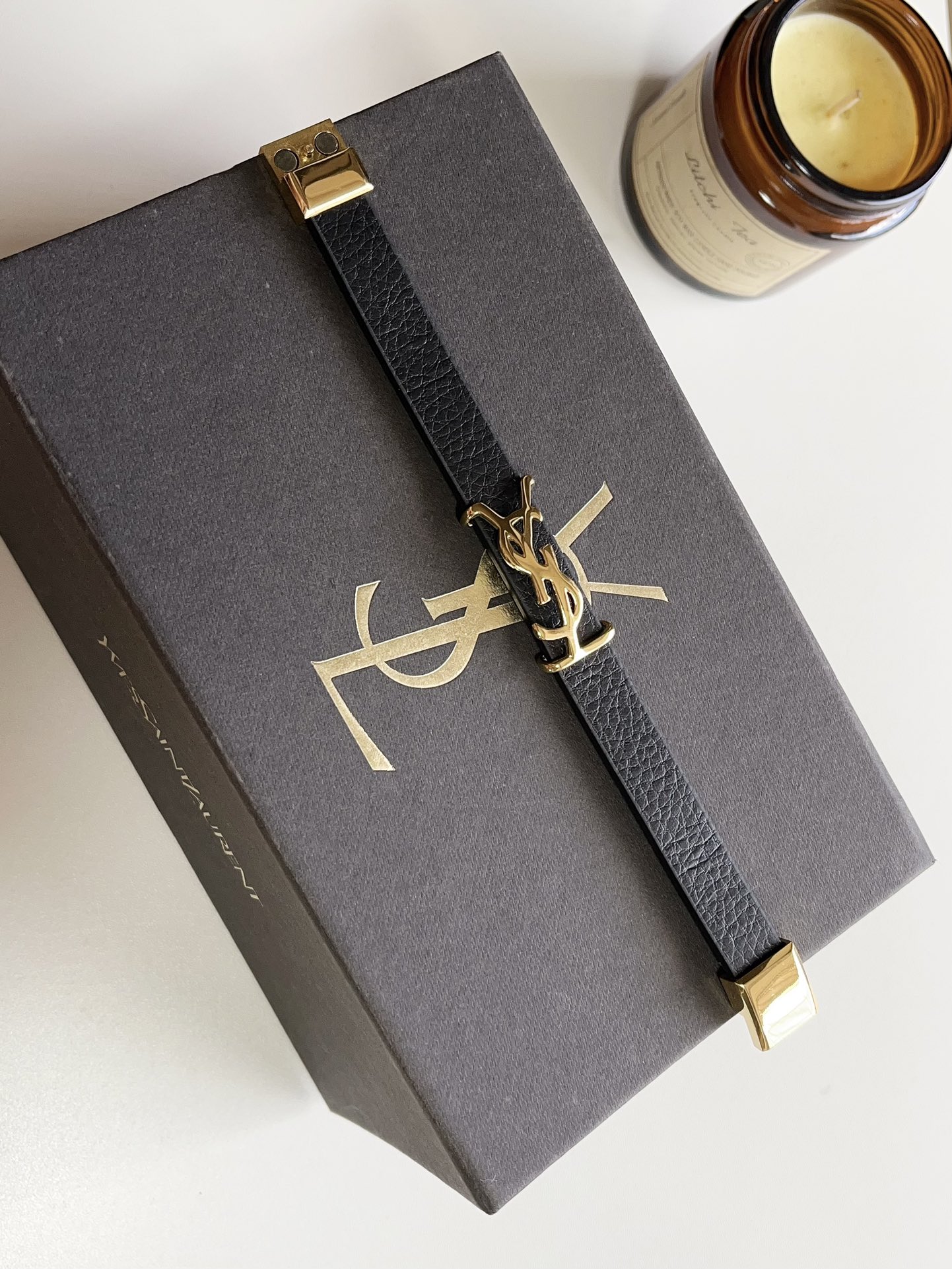 S396 ysl leather bracelet