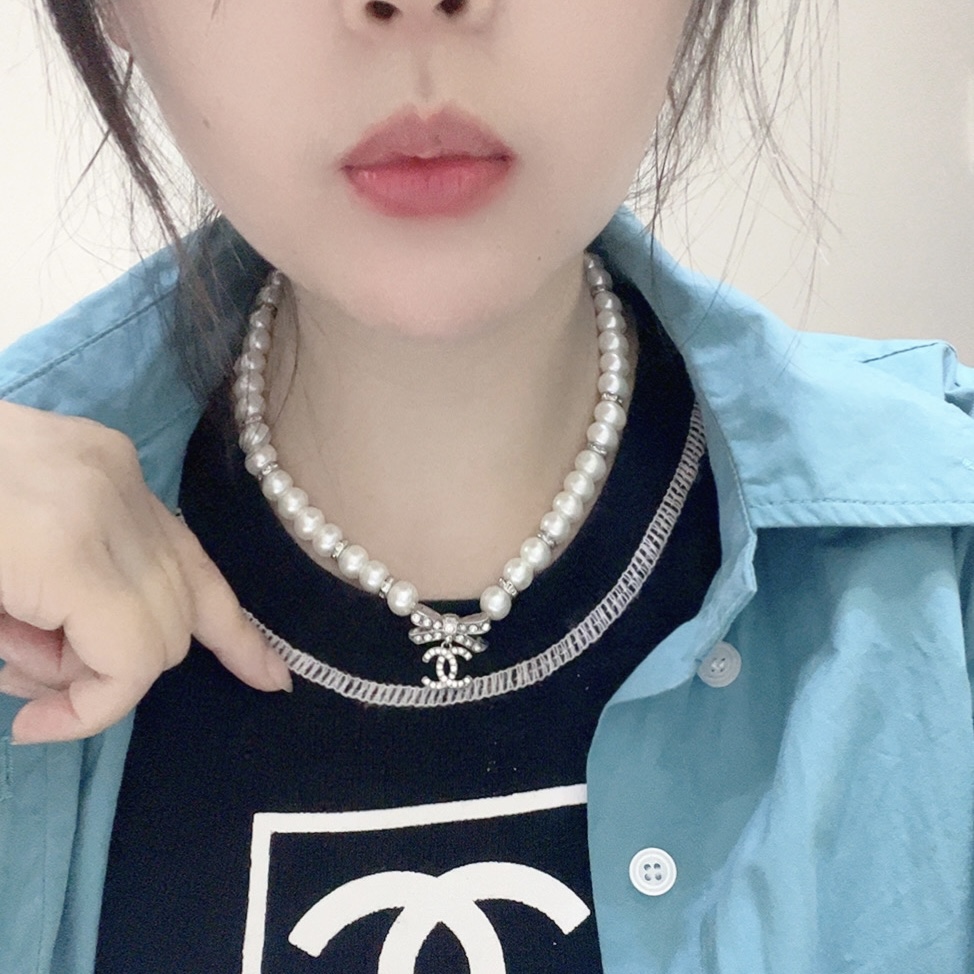 Chanel pearls choker necklace 114625