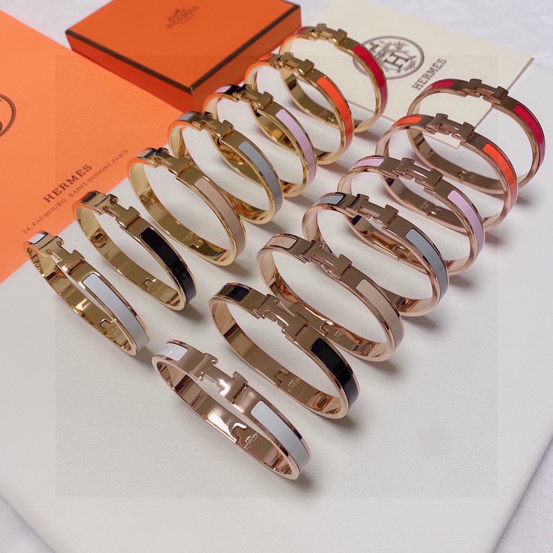 (Thin 8mm)Hermes H enamel bracelet 115093