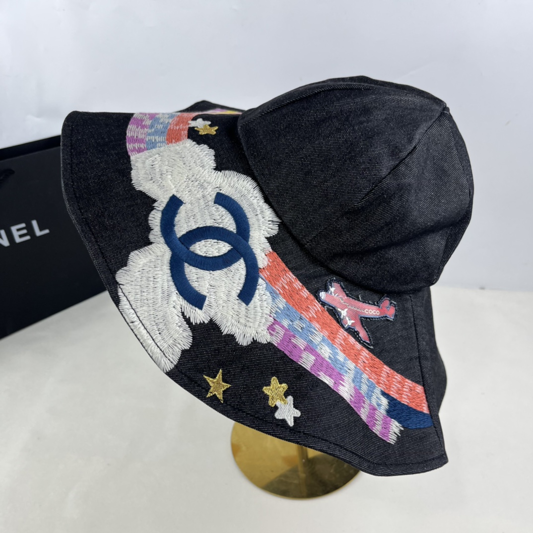 Chanel lady/girl Denim embroidery hat 115171