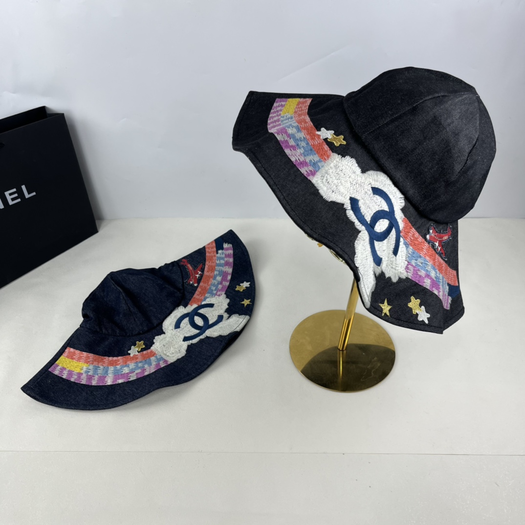 Chanel lady/girl Denim embroidery hat 115171