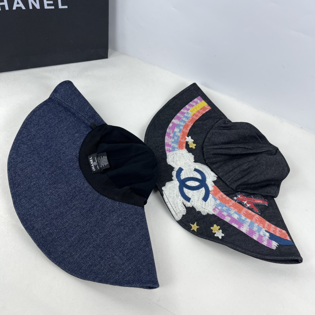 Chanel lady/girl Denim embroidery hat 115171