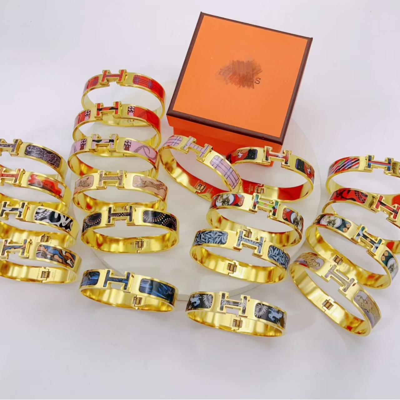 Hermes H enamel bracelet