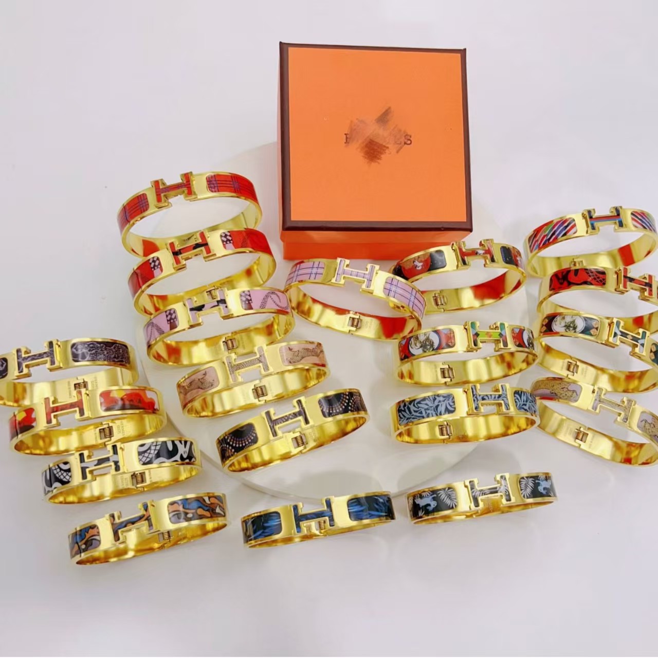 Hermes H enamel bracelet