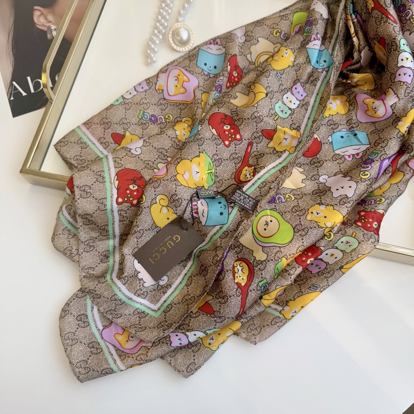 Gucci Cartton Silk Scarf