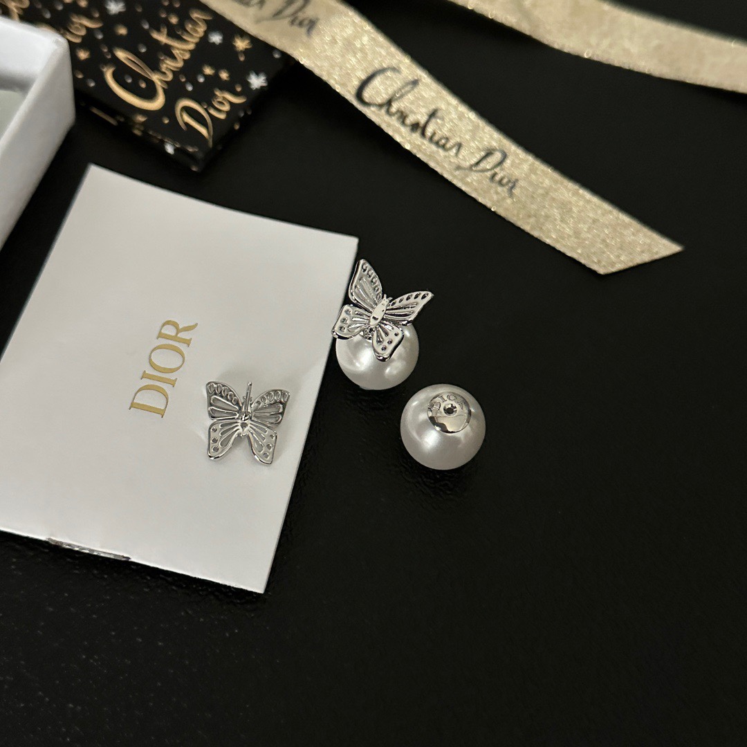 A1170 Dior silver butterfly earrings