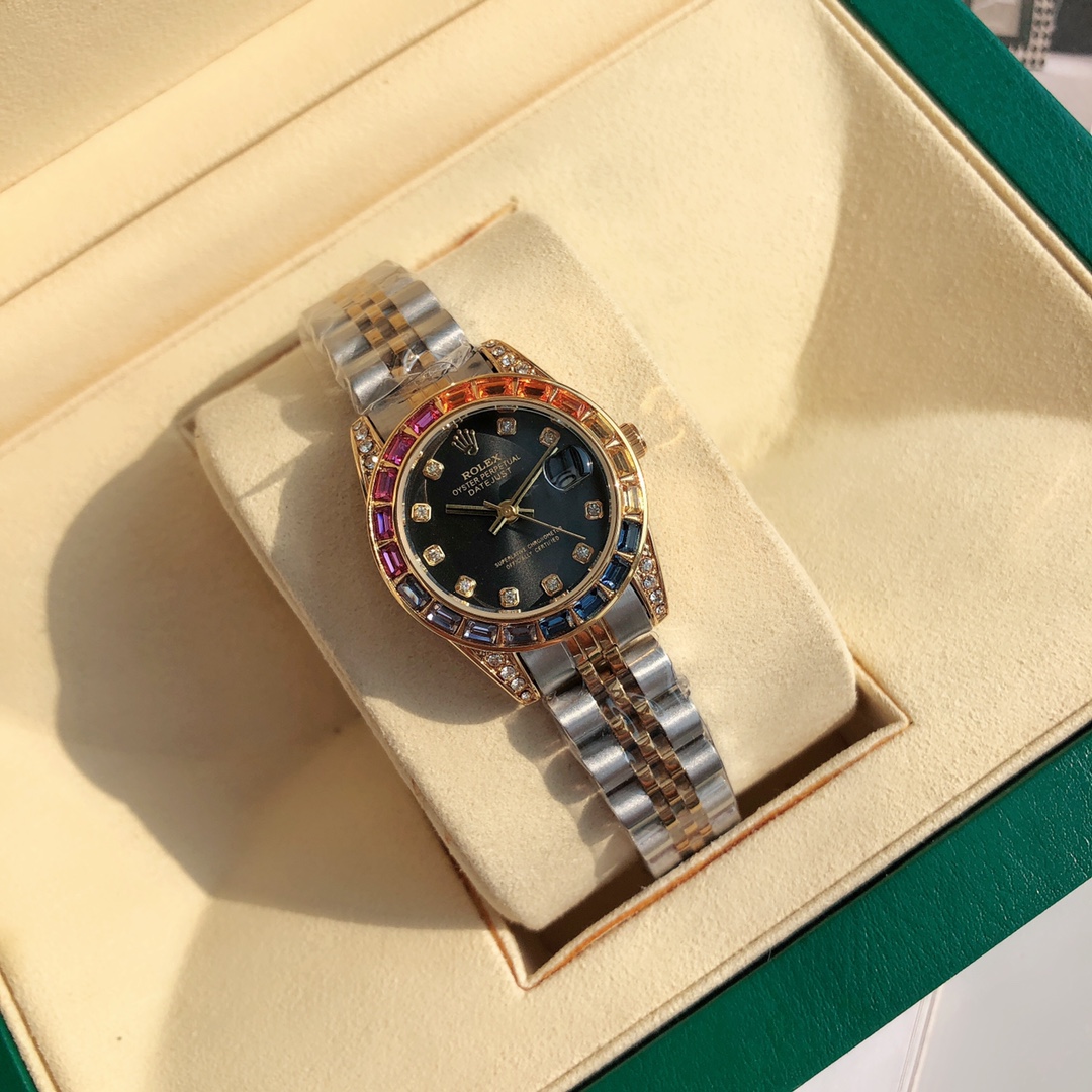 Rolex date rainbow crystal quartz watch 116308