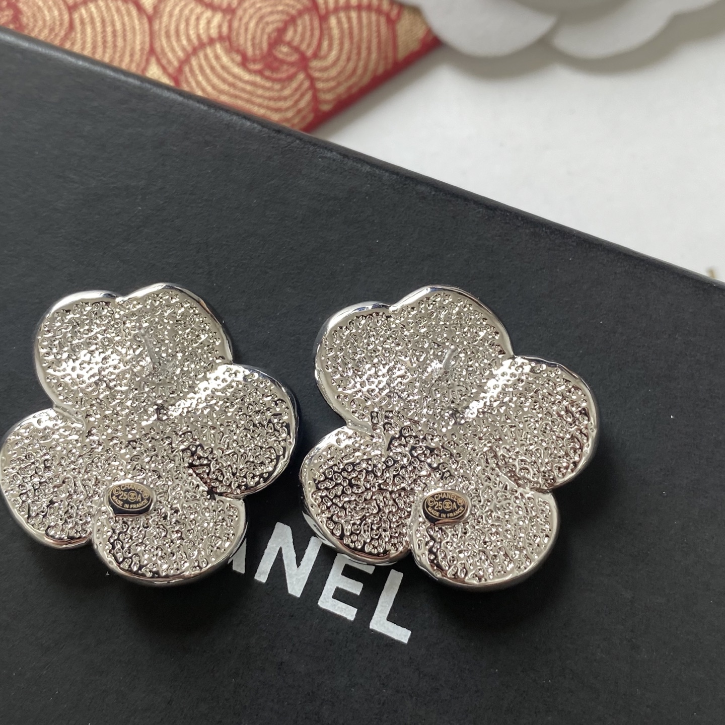 A363 Chanel camellia earrings