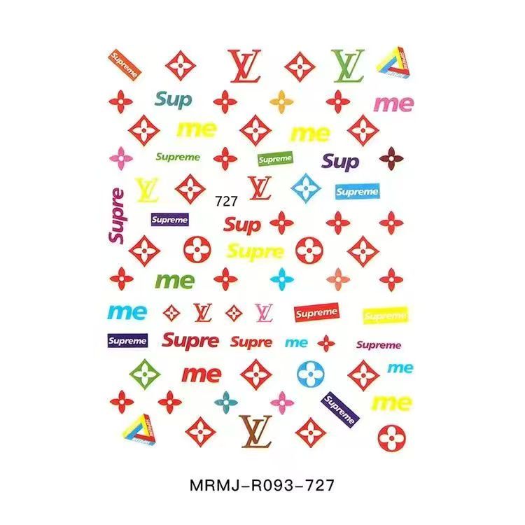 3D LV supreme Nail sticker 727