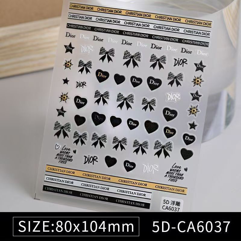 5D relief Chanel/Dior Nail sticker 1pcs