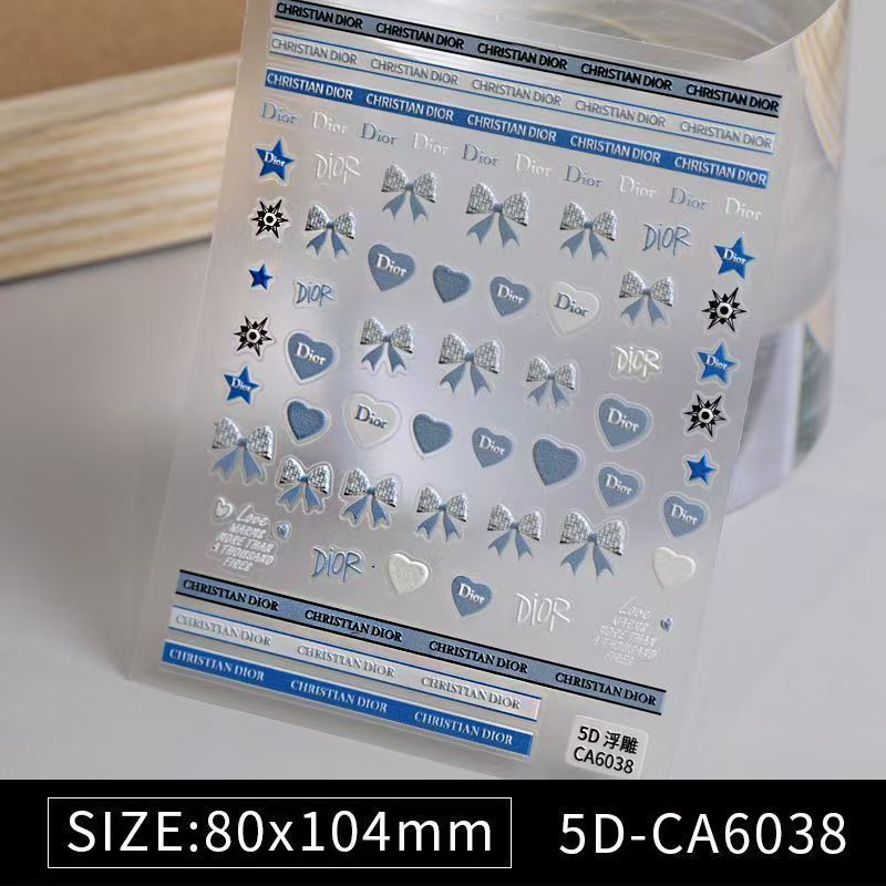 5D relief Chanel/Dior Nail sticker 1pcs