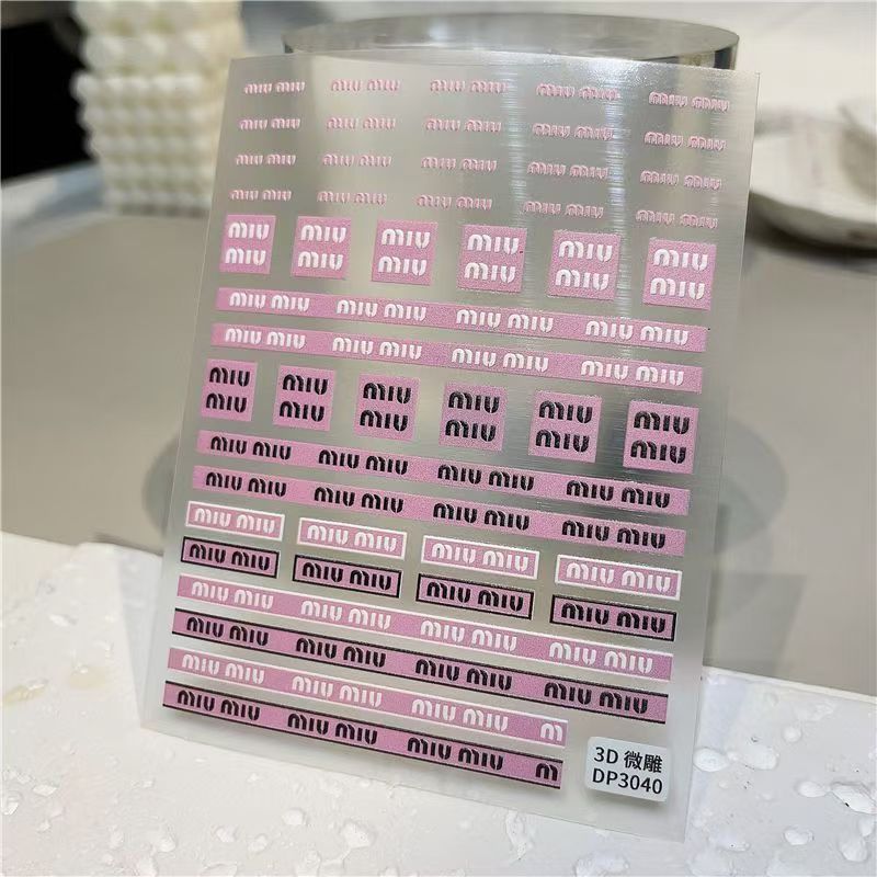 3D Pink mix logos Nail sticker 1pcs