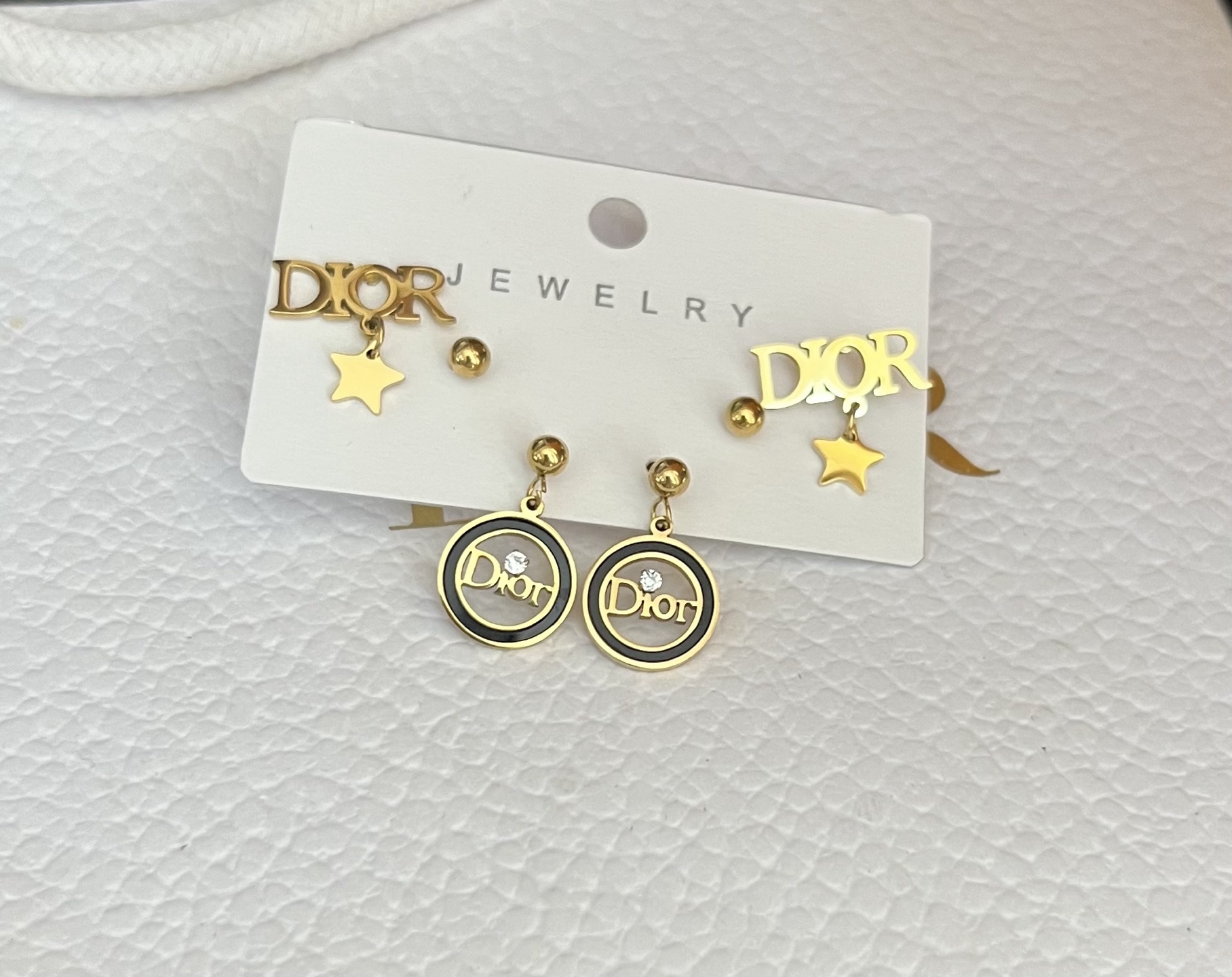 Dior 3pairs/set Steel earrings 116432