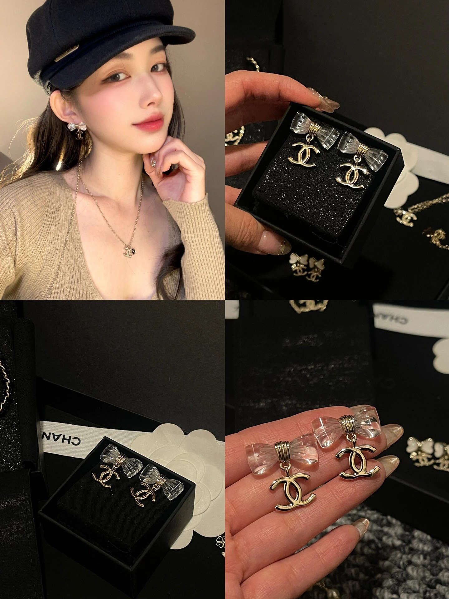 A1155 Chanel bow earrings