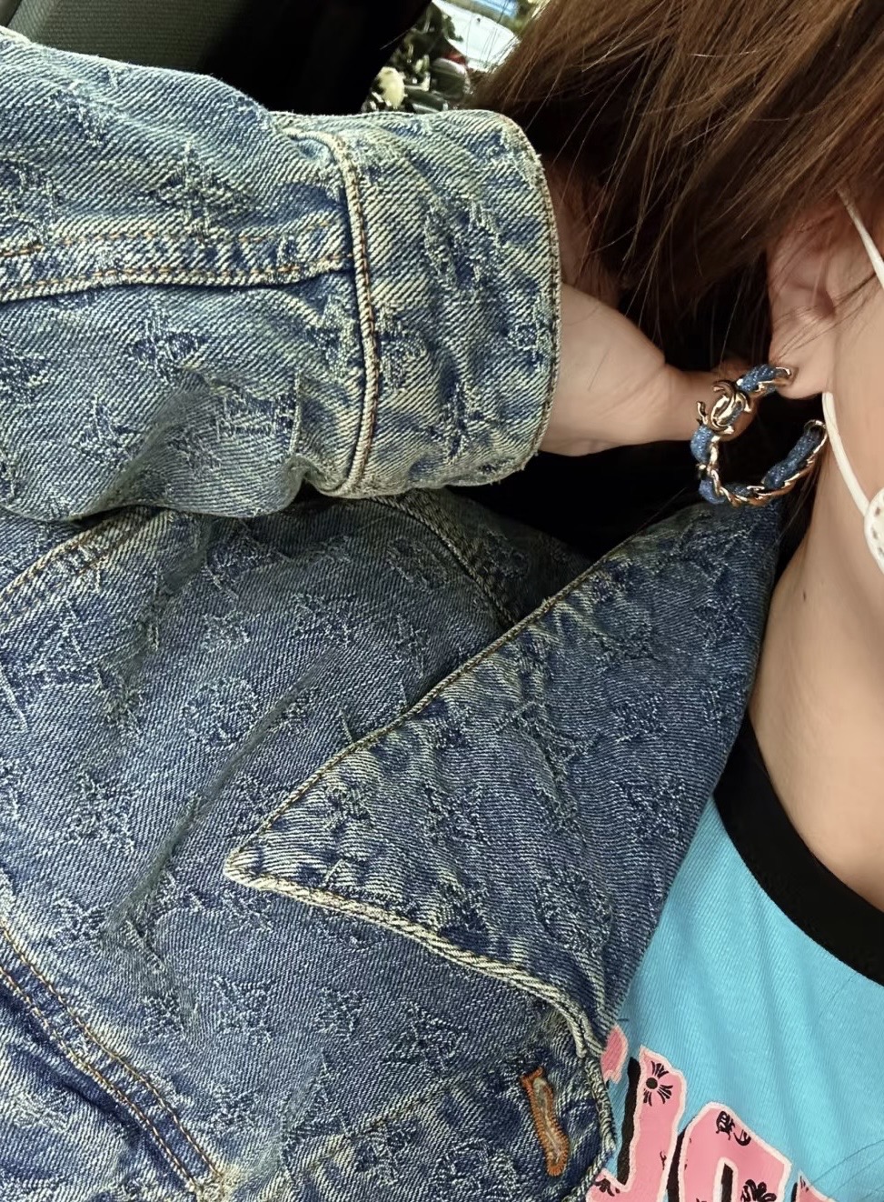 A437 Chanel denim earrings